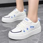 Women's Korean Style Platform Sneakers with Heart Detail - White - Available at AfnoBazar Nepal