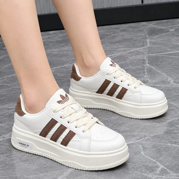 Women's Korean Style Striped Platform Sneakers - Brown, Black and Blue - Available at AfnoBazar Nepal