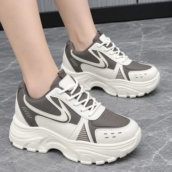 Women's Korean Style Sneakers - Blue, Brown and White - Available at AfnoBazar Nepal