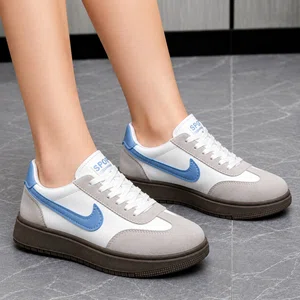 Women's White and Blue Low-Top Sneakers - Available at AfnoBazar Nepal