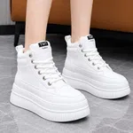 Women's Korean Style High-Top Platform Sneakers - White - Available at AfnoBazar Nepal