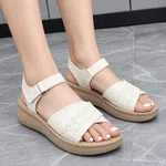 Women's Ivory Textured Leather Wedge Sandals - Available at AfnoBazar Nepal