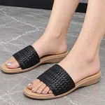 Women's Quilted Platform Slides - Black and White - Available at AfnoBazar Nepal