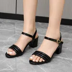 Women's Black Ankle Buckle Block Heel Sandals - Available at AfnoBazar Nepal