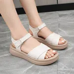 Women's White and Beige Wide Strap Platform Sandals - Available at AfnoBazar Nepal
