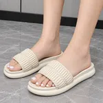 Women's Quilted Platform Slides - Black and Cream - Available at AfnoBazar Nepal
