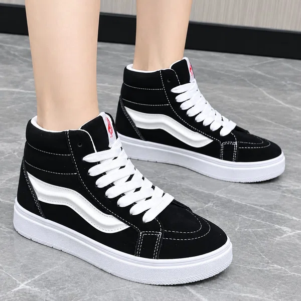 Women's Black and White High-Top Platform Sneakers - Available at AfnoBazar Nepal