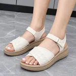 Women's Ivory Textured Leather Wedge Sandals - Available at AfnoBazar Nepal