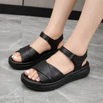 Women's Wide Strap Platform Sandals - Black, Cream, Green and Ivory - Available at AfnoBazar Nepal