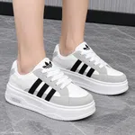 Women's Korean Style Striped Platform Sneakers - Brown, Black and Blue - Available at AfnoBazar Nepal