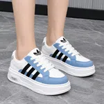 Women's Korean Style Striped Platform Sneakers - Brown, Black and Blue - Available at AfnoBazar Nepal