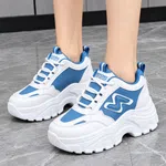 Women's Korean Style Chunky Heel Sneakers - Blue, Black and White - Available at AfnoBazar Nepal