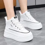 Women's Korean Style High-Top Platform Sneakers - White - Available at AfnoBazar Nepal