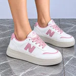 Women's White and Pink Leather Platform Sneakers - Available at AfnoBazar Nepal