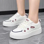 Women's Korean Style Platform Sneakers with Heart Detail - White - Available at AfnoBazar Nepal