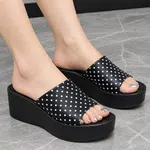 Women's Polka Dot Platform Wedge Slides - Available at AfnoBazar Nepal