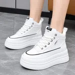 Women's Korean Style High-Top Platform Sneakers - White - Available at AfnoBazar Nepal