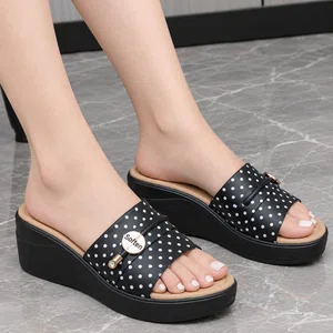 Women's Polka Dot Platform Wedge Sandals - Available at AfnoBazar Nepal