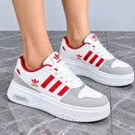 Women's White and Red Platform Sneakers - Available at AfnoBazar Nepal