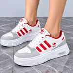 Women's White and Red Platform Sneakers - Available at AfnoBazar Nepal