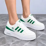 Women's White and Green Platform Sneakers - Available at AfnoBazar Nepal