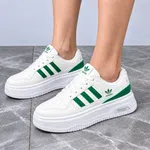 Women's White and Green Platform Sneakers - Available at AfnoBazar Nepal