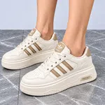 Women's White and Burgundy Platform Sneakers - Beige - Available at AfnoBazar Nepal
