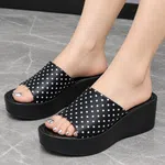 Women's Polka Dot Platform Wedge Slides - Available at AfnoBazar Nepal