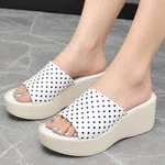 Women's Polka Dot Platform Wedge Slides - Available at AfnoBazar Nepal