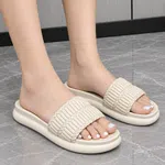 Women's Quilted Platform Slides - Black and Cream - Available at AfnoBazar Nepal