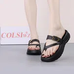 Women's Toe Loop Wedge Platform Sandals - Black, Cream and Khaki - Available at AfnoBazar Nepal