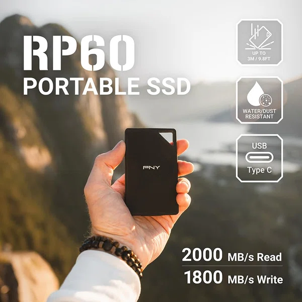 PNY RP60 Portable SSD, USB 3.2 Gen 2x2 Type-C