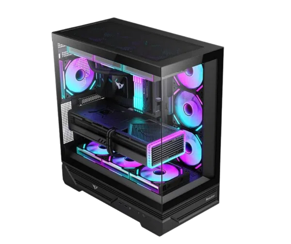 Huntkey MVP Destiny Gaming PC Case with 3 ARGB Fans, Black