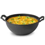 The Indus Valley Pre-Seasoned Cast Iron Kadai with Curved Handle | Medium, 25cm/9.8inch, 3.2Ltr, 3.3kg | Induction Friendly | Naturally Nonstick Kadhai, 100% Pure & Toxin-Free, No Chemical Coating - Available at AfnoBazar Nepal