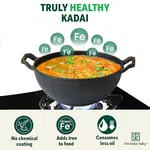 The Indus Valley Pre-Seasoned Cast Iron Kadai with Curved Handle | Medium, 25cm/9.8inch, 3.2Ltr, 3.3kg | Induction Friendly | Naturally Nonstick Kadhai, 100% Pure & Toxin-Free, No Chemical Coating - Available at AfnoBazar Nepal