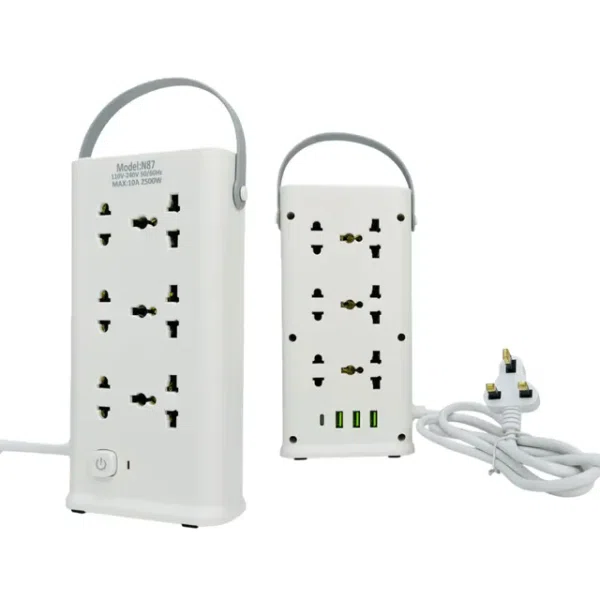 N87 12 Port Extension Socket with 3 USB & 1 Type C – 2500W - Available at AfnoBazar Nepal