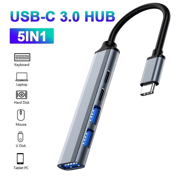 Ansty UA-04 5 in 1 USB-C Hub with USB 2.0 and 3.0