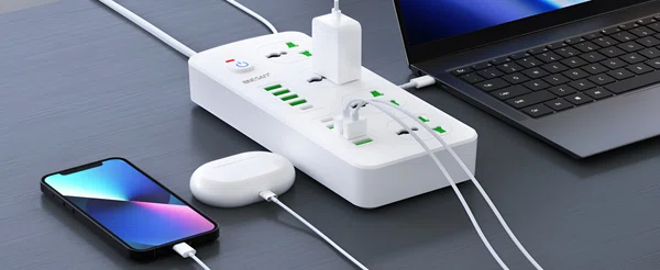 Ansty EXK-05 Power Strip with 4 Outlets, 8 USB and 2 USB-C Ports, 2 Meter - Available at AfnoBazar Nepal