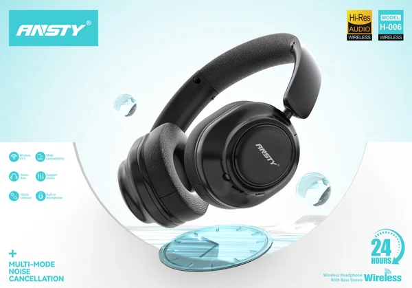 Ansty H-006 Wireless Bluetooth 5.3 Headphone with Deep Bass and Noise Cancellation - Available at AfnoBazar Nepal