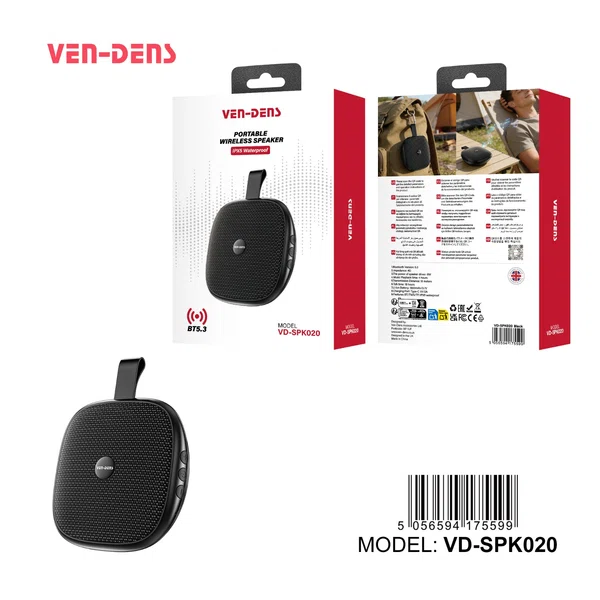 Ven-Dens VD-SPK020 Portable Lightweight Bluetooth Speaker - Available at AfnoBazar Nepal
