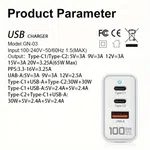 GaN 100W 3 Port PD Fast Charging Wall Charger - Available at AfnoBazar Nepal