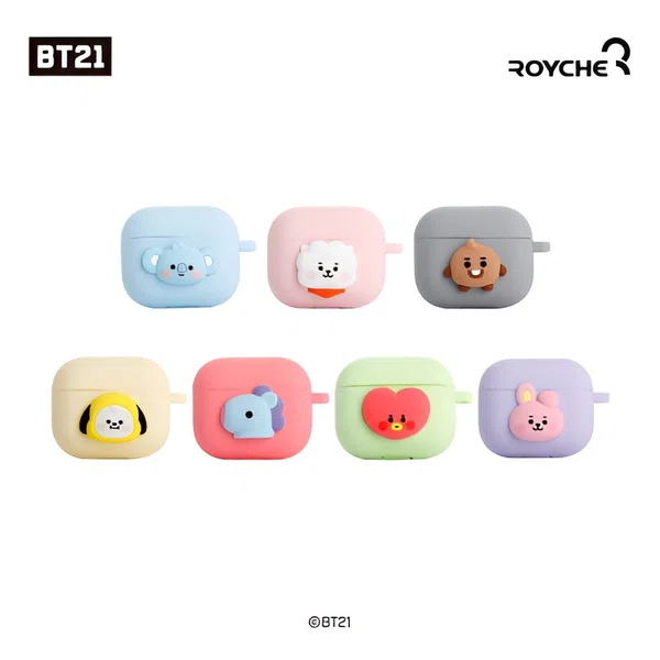BT21 K-Pop Cartoon Character Earbuds Case Cover for AirPods Gen 1, 2, 3 - Available at AfnoBazar Nepal