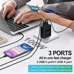 GaN 100W 3 Port PD Fast Charging Wall Charger - Available at AfnoBazar Nepal
