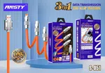 Ansty S-051 3 in 1 100W Fast Charging Data Cable, Zinc Alloy - Available at AfnoBazar Nepal