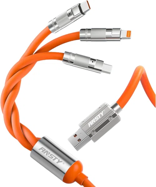 Ansty S-051 3 in 1 100W Fast Charging Data Cable, Zinc Alloy - Available at AfnoBazar Nepal