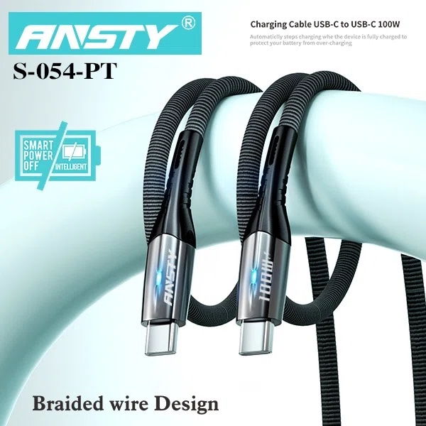 S-054-PT 100W Type-C to Type-C Cable with Auto Power Off - Available at AfnoBazar Nepal