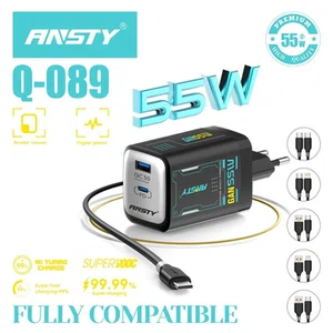 Ansty Q-093-PT GaN 75W Type-C to Type-C Fast Charger - Available at AfnoBazar Nepal