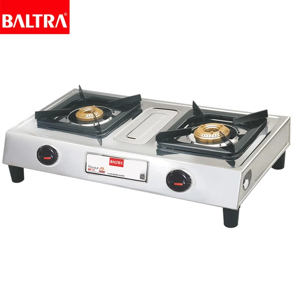 Baltra Flavour 2 Burner Gas Stove Stainless Steel Body (BGS 114) - Available at AfnoBazar Nepal
