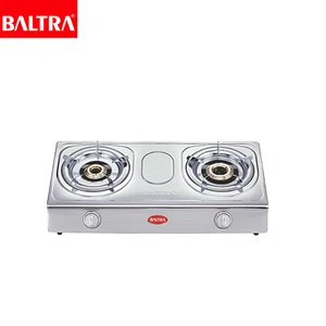 Baltra Silver Two Burner Stainless Steel Gas Stove with Auto Ignition (BGS 128) - Available at AfnoBazar Nepal