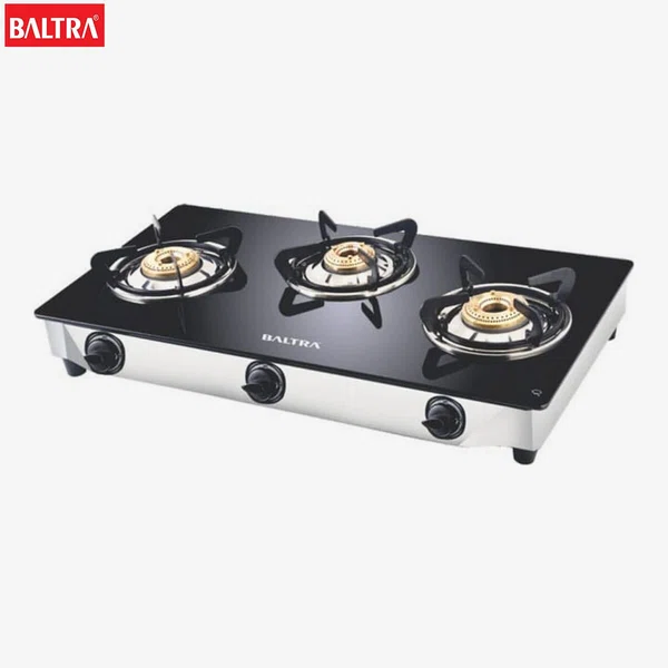 Baltra Nexa 3 Burner Glass Top Gas Stove Non Auto Ignition (BGS 145) - Available at AfnoBazar Nepal